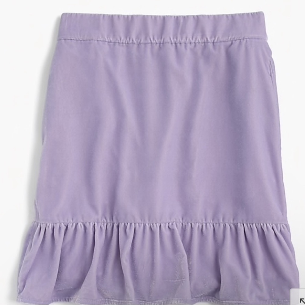 JCREW Lavender Thistle Peplum Velvet Skirt L NWT
